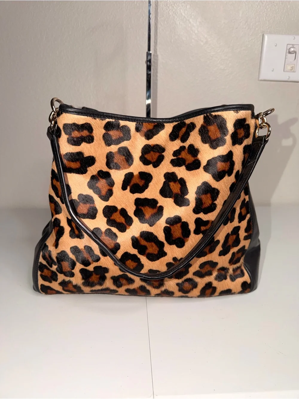 Authentic Coach Phoebe Calf Hair/Leather Ocelot Leopard Print Shoulderbag